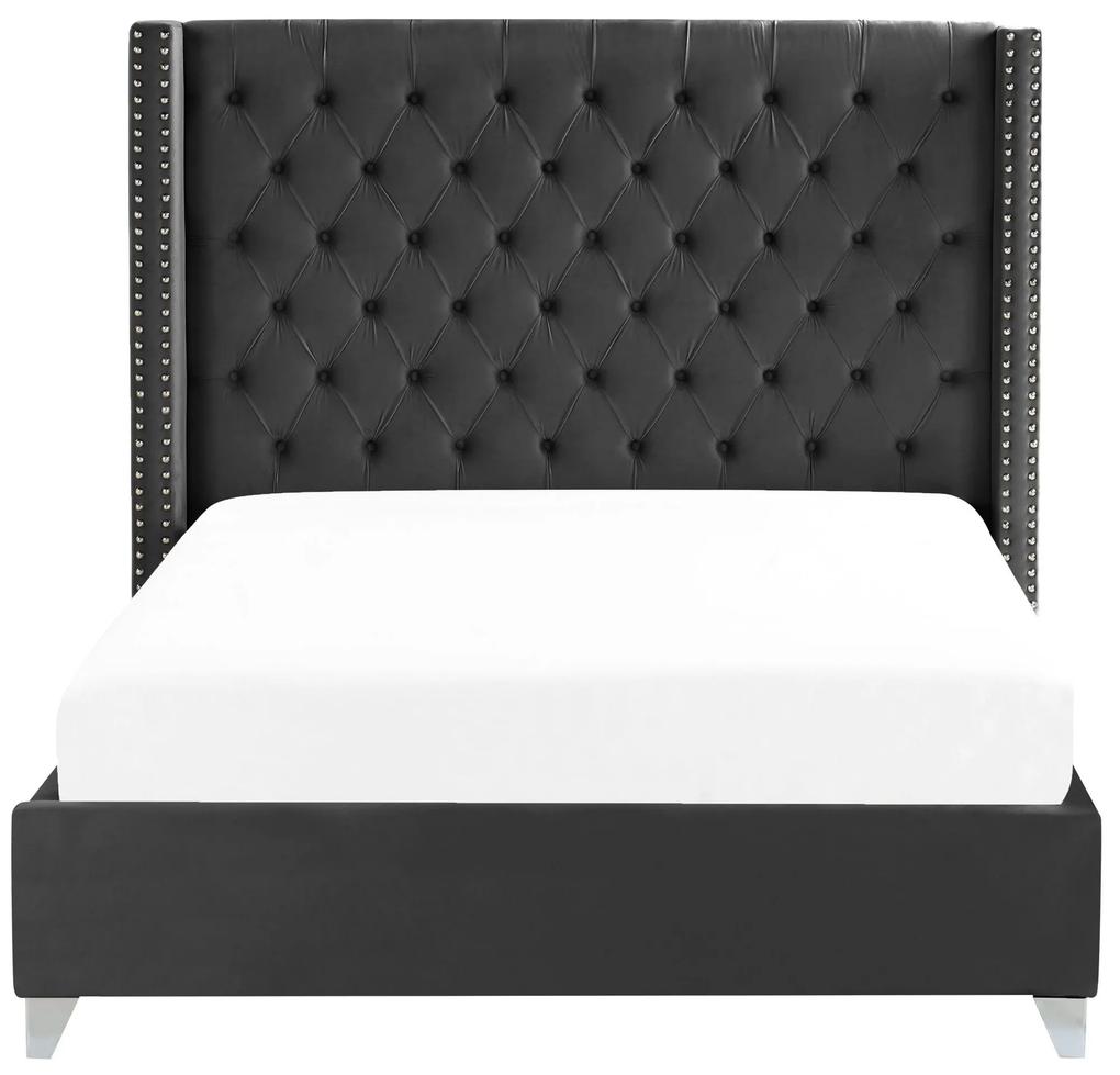 Zamatová posteľ 160 x 200 cm čierna LUBBON Beliani