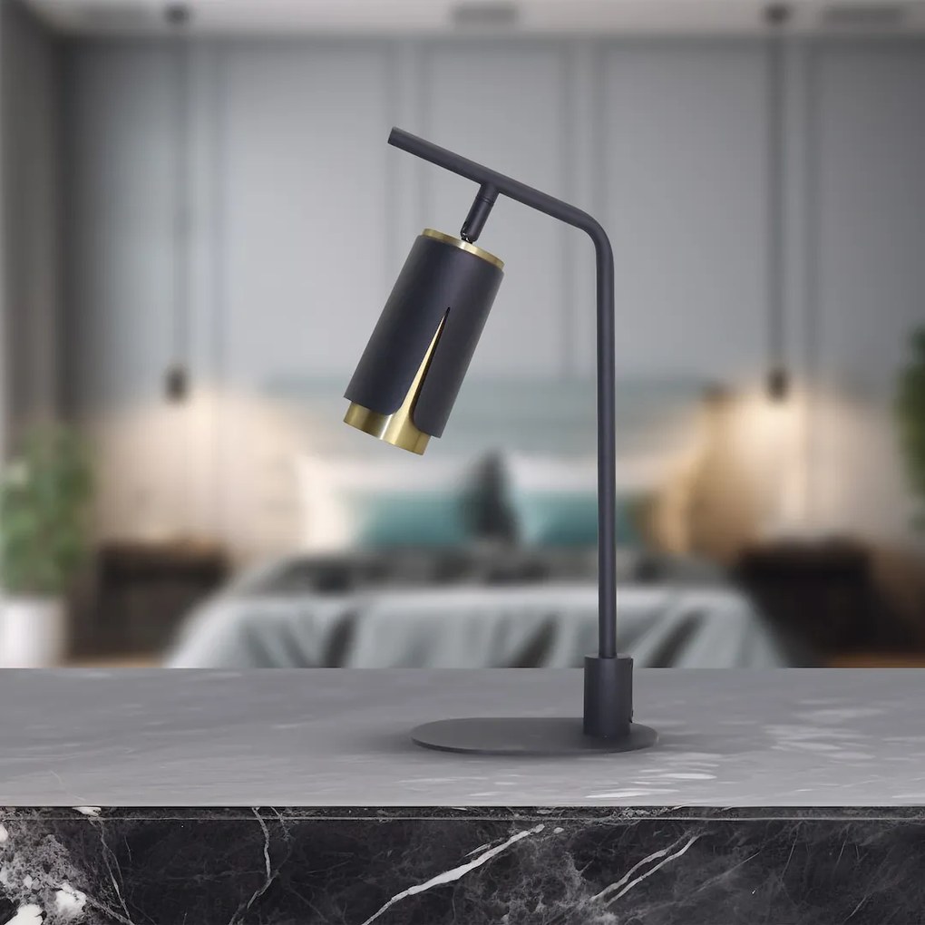 Stolná lampa Flower, 1x čierne/zlaté kovové tienidlo, b