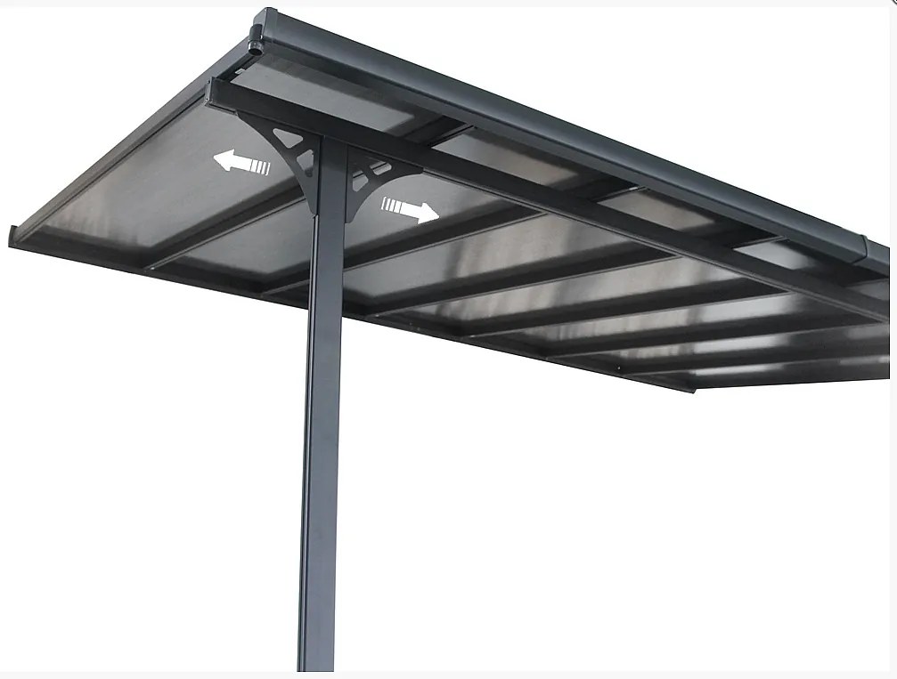 Pergola 436 x 305 cm (čierna + transparentná polykarbonát)