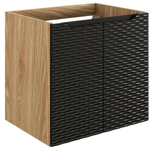 Koupelnová skříňka Ocean s deskou a umyvadlem 90 cm černá/dub olejovaný