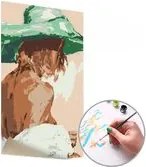 Maľovanie podľa čísel ŽENA V ZELENOM KLOBÚKU – nízka náročnosť 40x60 cm