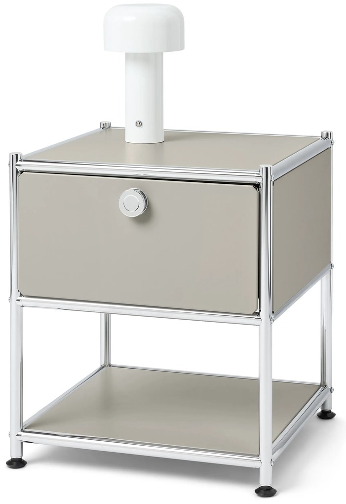 Kovový odkladací stolík »CN3« s 1 zásuvkou, svetlosivý