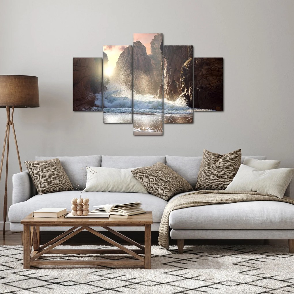 Obraz - Skaly a vlny oceánu (150x105 cm)