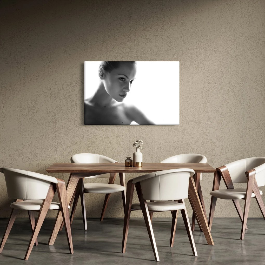 Obraz - Čiernobiely portrét ženy (90x60 cm)