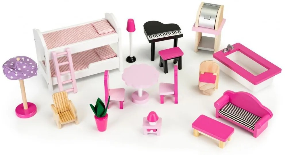 Drevený domček pre bábiky XXL s výťahom a šmykľavkou ECOTOYS
