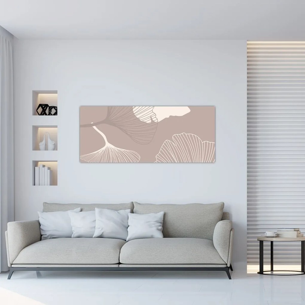 Obraz - Béžové listy N⁰1 (120x50 cm)
