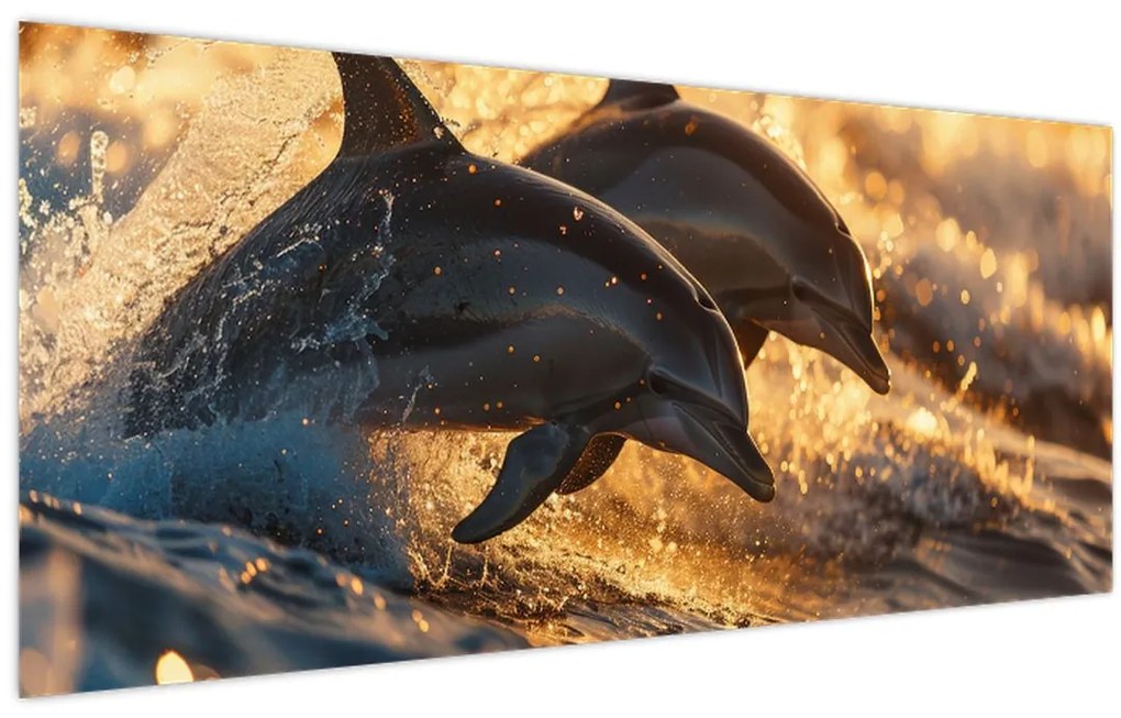 Obraz - Delfíny (120x50 cm)