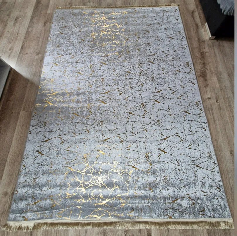 Moderný koberec Parys v sivo-zlatej kombinácii – nízky vlas Rozmer: 50x80 cm