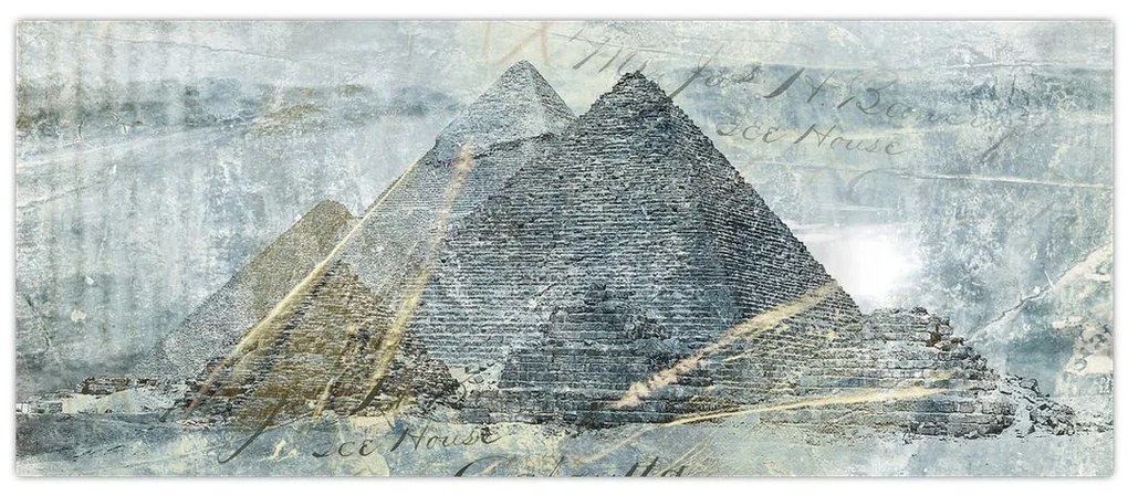 Obraz - Pyramídy v modrom filtri (120x50 cm)