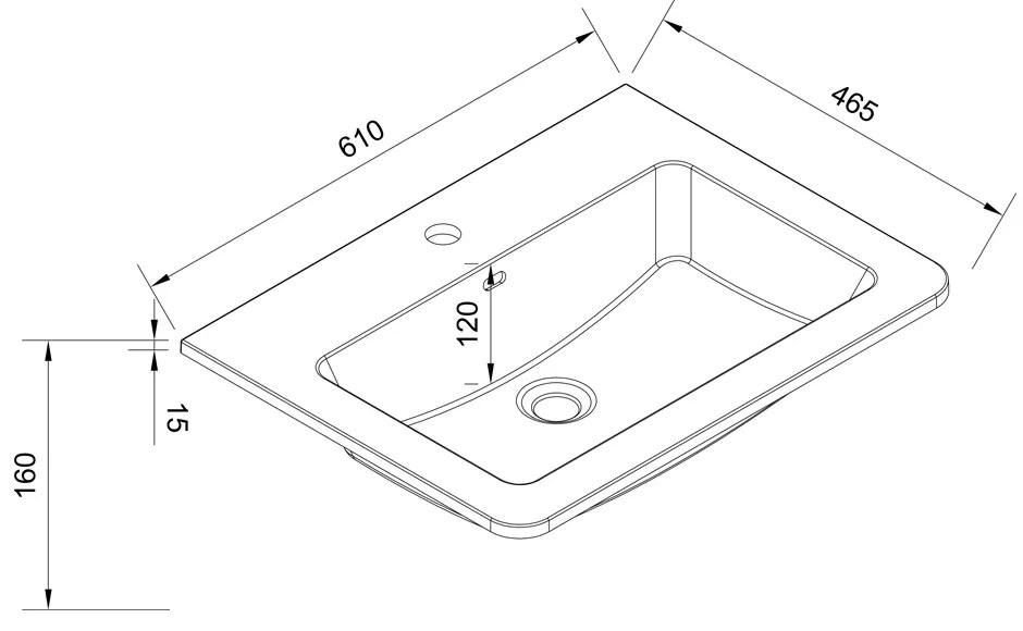 Mereo Mereo, Siena, kúpeľňová skrinka s umývadlom z liateho mramoru 61 cm, MER-CN410M