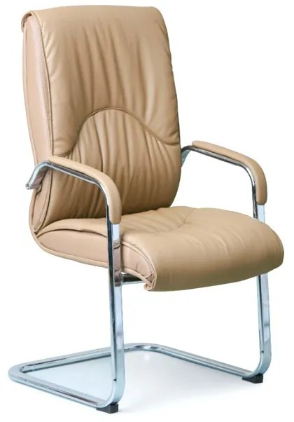 Konferenčná / prísediaca stolička LUX, kožená, béžová