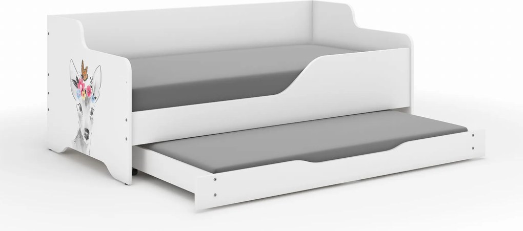 Wooden Toys Detská posteľ LILU 160x80 SARENKA S MOTÝLIKOM s funkciou spania