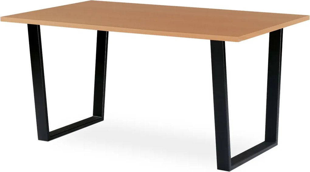 jedálenský stôl,MDF + dýha tmavý buk, kovová podnož čierna