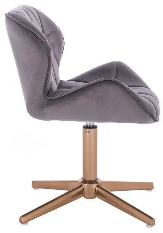 LuxuryForm DESIGN Stolička MILANO VELUR na zlatom kríži - tmavo šedá