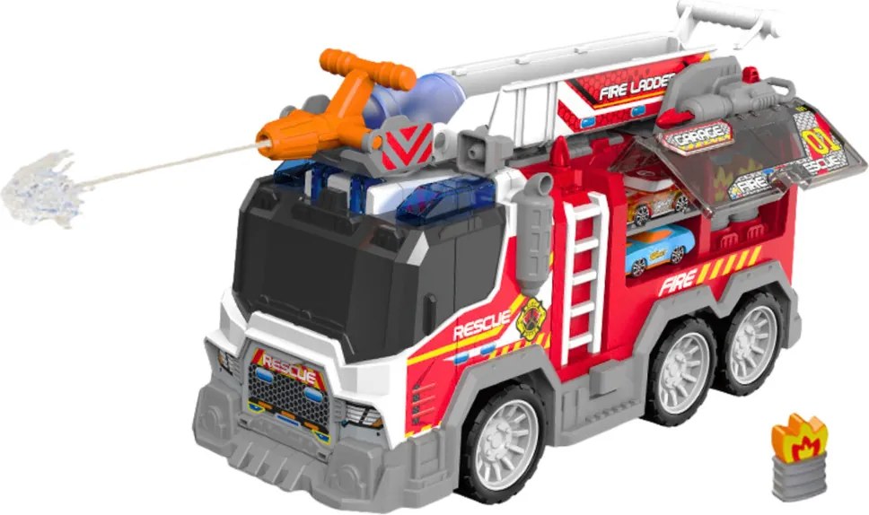 LEAN Toys Hasičské vozidlo poháňané pohyblivými časťami Svetlá Zvuky