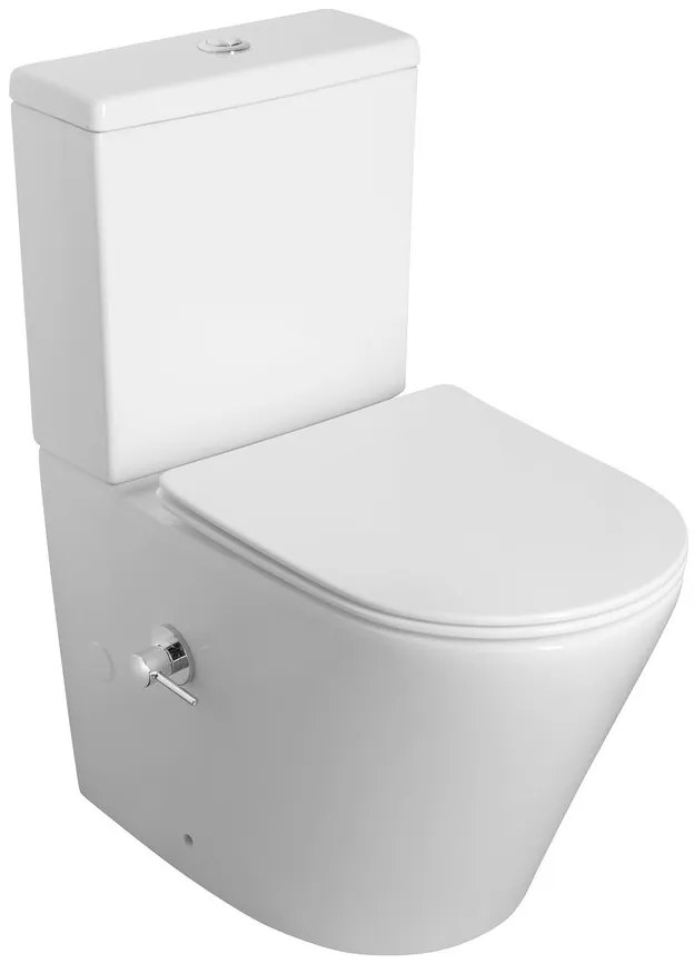 Sapho Sapho, PACO CLEANWASH WC kombi misa, integrovaná batéria a bidetová spŕška, spodný/zadný, biela, PC1012RX