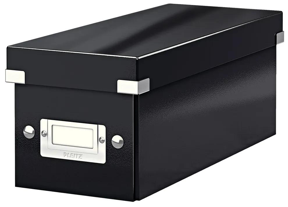 Čierna úložná škatuľa s vekom Leitz CD Disc, dĺžka 35 cm