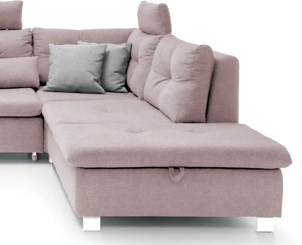 Sedacia súprava Madeira 3A, svetlo ružová látka, tvar pravé U