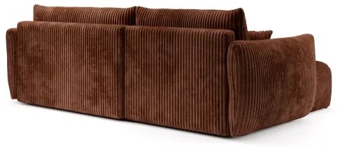 Univerzálna rozkladacia rohová sedacia súprava s úložným priestorom do tvaru L FRIDA, hnedá