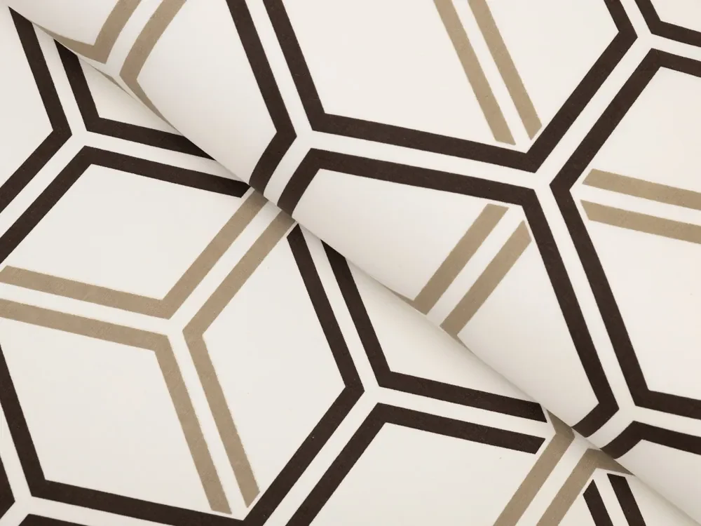 Biante Bavlnený behúň na stôl Sandra SA--558 Hnedé hexagóny na krémovom 20x140 cm