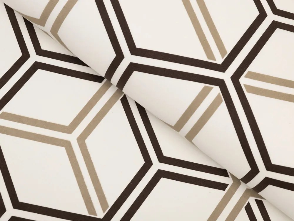 Biante Bavlnený štvorcový obrus Sandra SA-558 Hnedé hexagóny na krémovom 100x100 cm