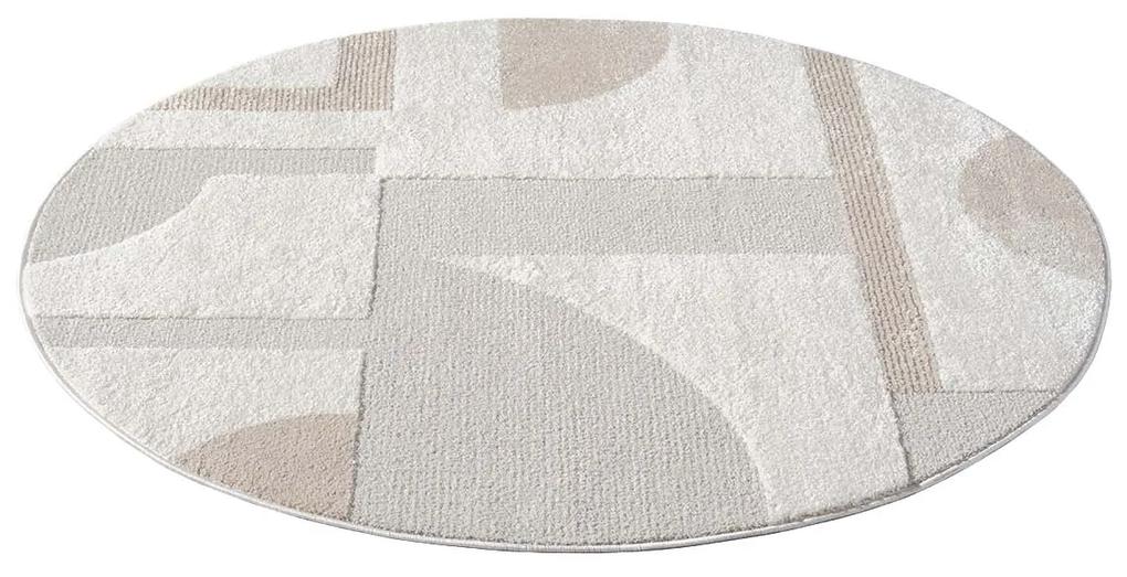 Dekorstudio Moderný okrúhly koberec LOUNGE 9992 - krémový Priemer koberca: 120cm