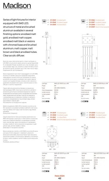 Redo 01-2052 - LED Luster na lanku MADISON 8xLED/4W/230V čierna