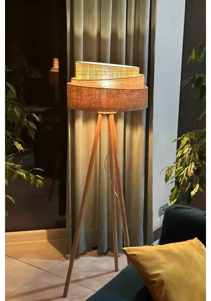 Duolla - Stojacia lampa YUTE TRIO 1xE27/15W/230V pr. 45 cm hnedá/šedá/béžová
