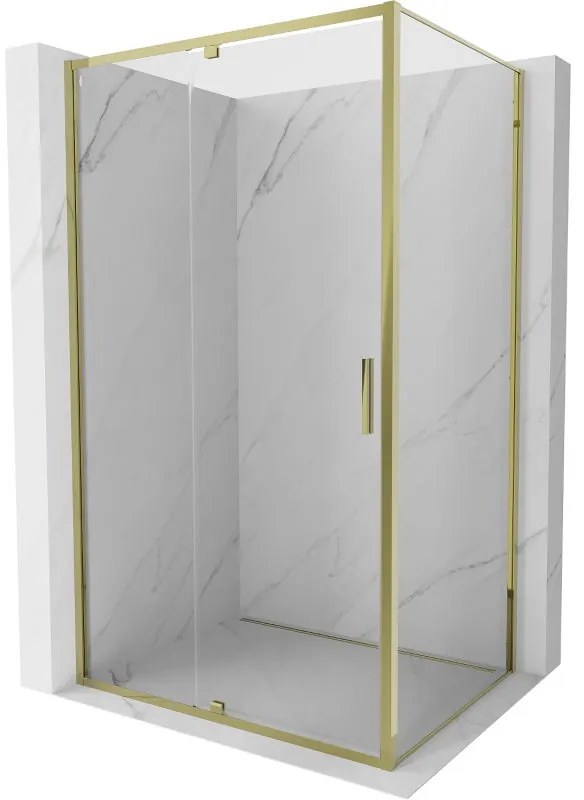 Mexen Exo, výklopný sprchový kút 130 x 90 cm, číre sklo, zlatá, 819-130-090-50-00