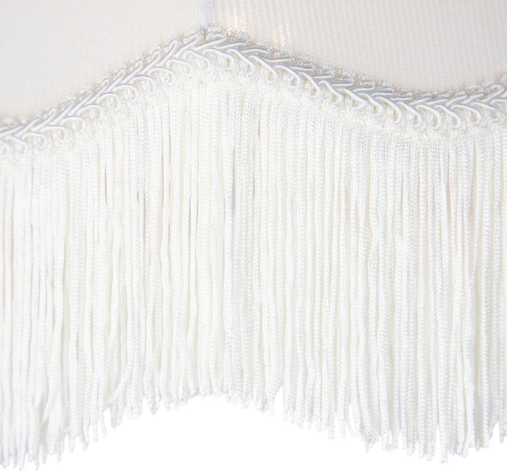 Závesná lampa čierna s béžovým tienidlom a bielym interiérom 31,5 cm 3-svetlá - Cava