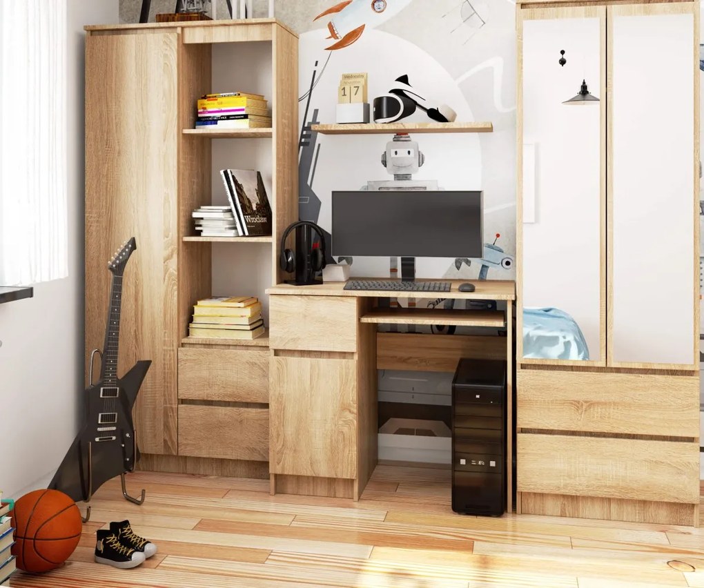 Psací stůl PIKSEL 90 cm dub sonoma ľavý