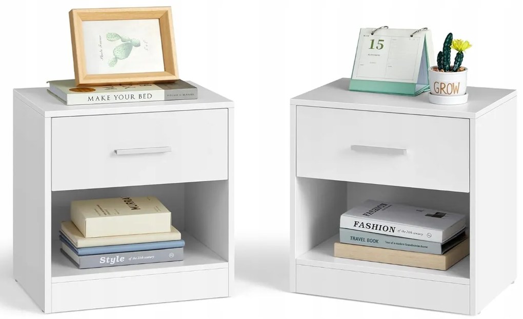 Súprava 2 ks nočných stolíkov Vasagle Lauren biela