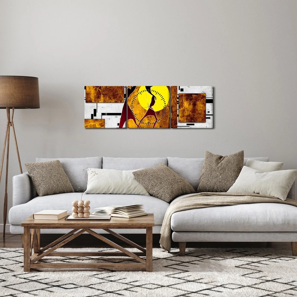 Obraz starovekej dobovej maľby (s hodinami) (90x30 cm)