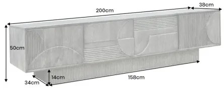 TV-skrinka 46803 Art Deco 200cm Drevo Mango Biela - Komfort-nábytok