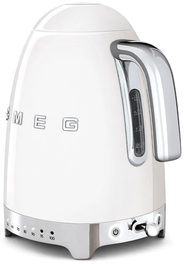 Biela rýchlovarná kanvica z nehrdzavejúcej ocele 1,7 l Retro Style – SMEG
