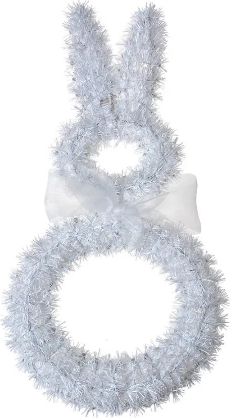 Biela nástenná plastová dekorácia králik - 24*5*47 cm