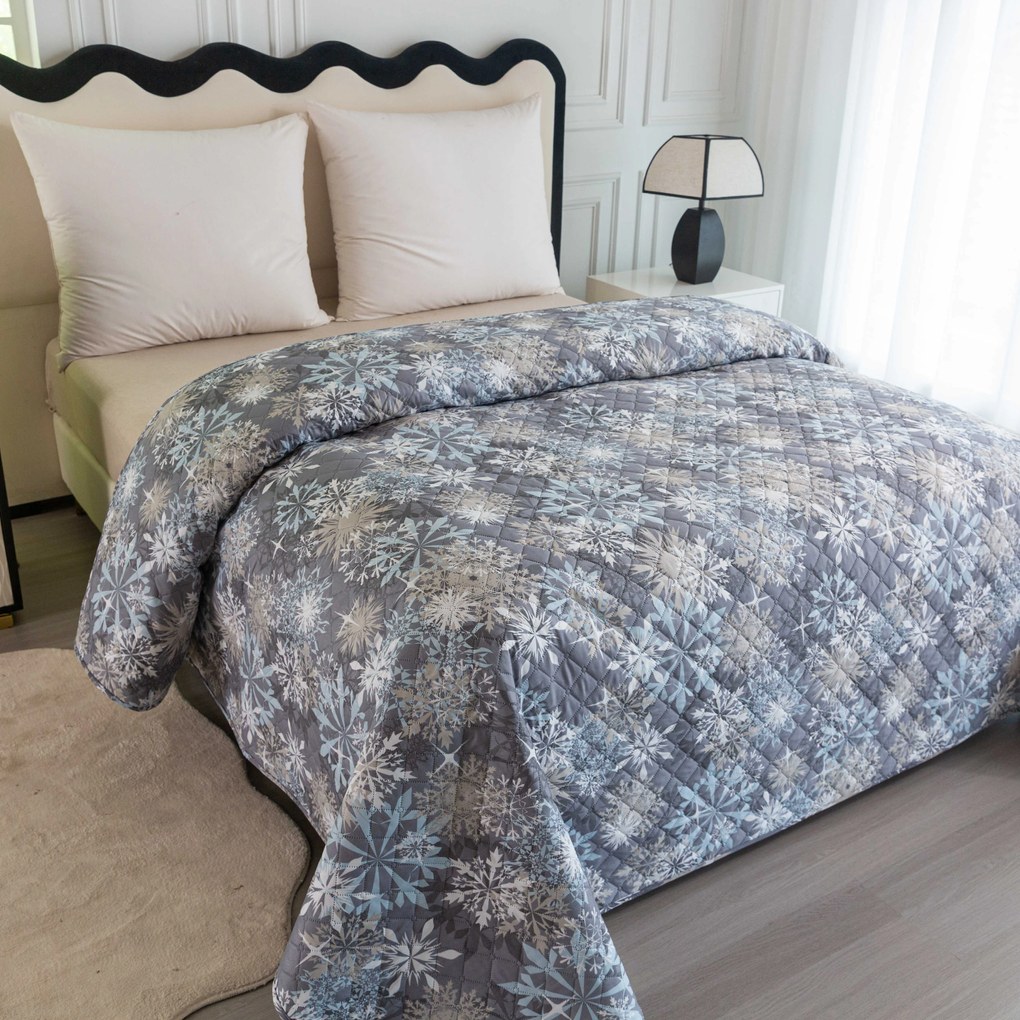 Prehoz na posteľ SNOWFLAKE, modrosivý Rozmer: 170 x 210 cm