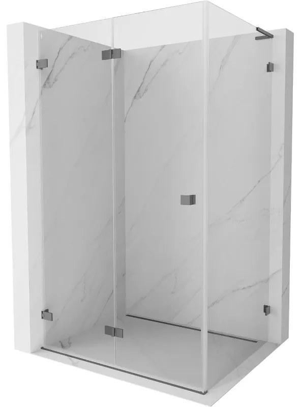 Mexen Lunar-F L, skladací sprchový kút ľavý 95 x 70 cm, 8mm číre sklo, grafitový profil, 836L-095-070-95-00-L