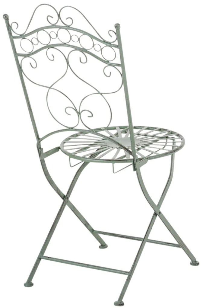 Kovová stolička skladacia Indra (SET 2 ks) - Zelená antik
