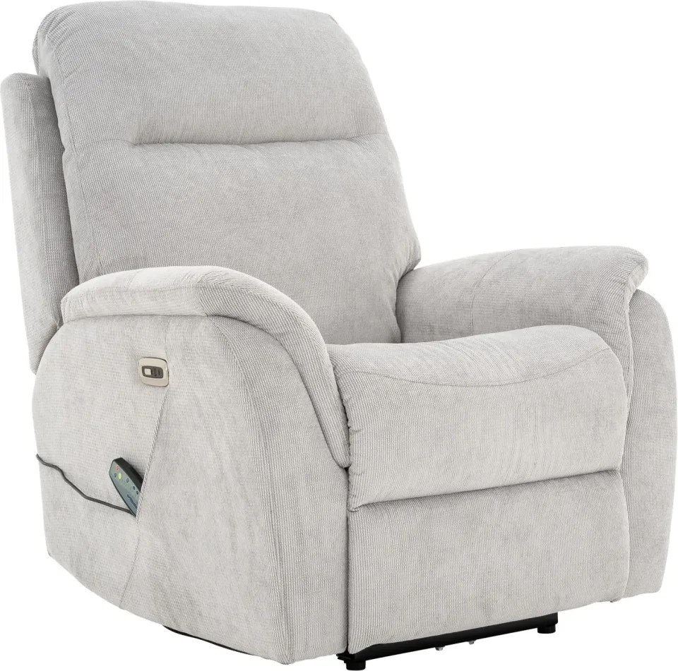 Masážne polohovacie kreslo Duncan, svetlo šedá látka