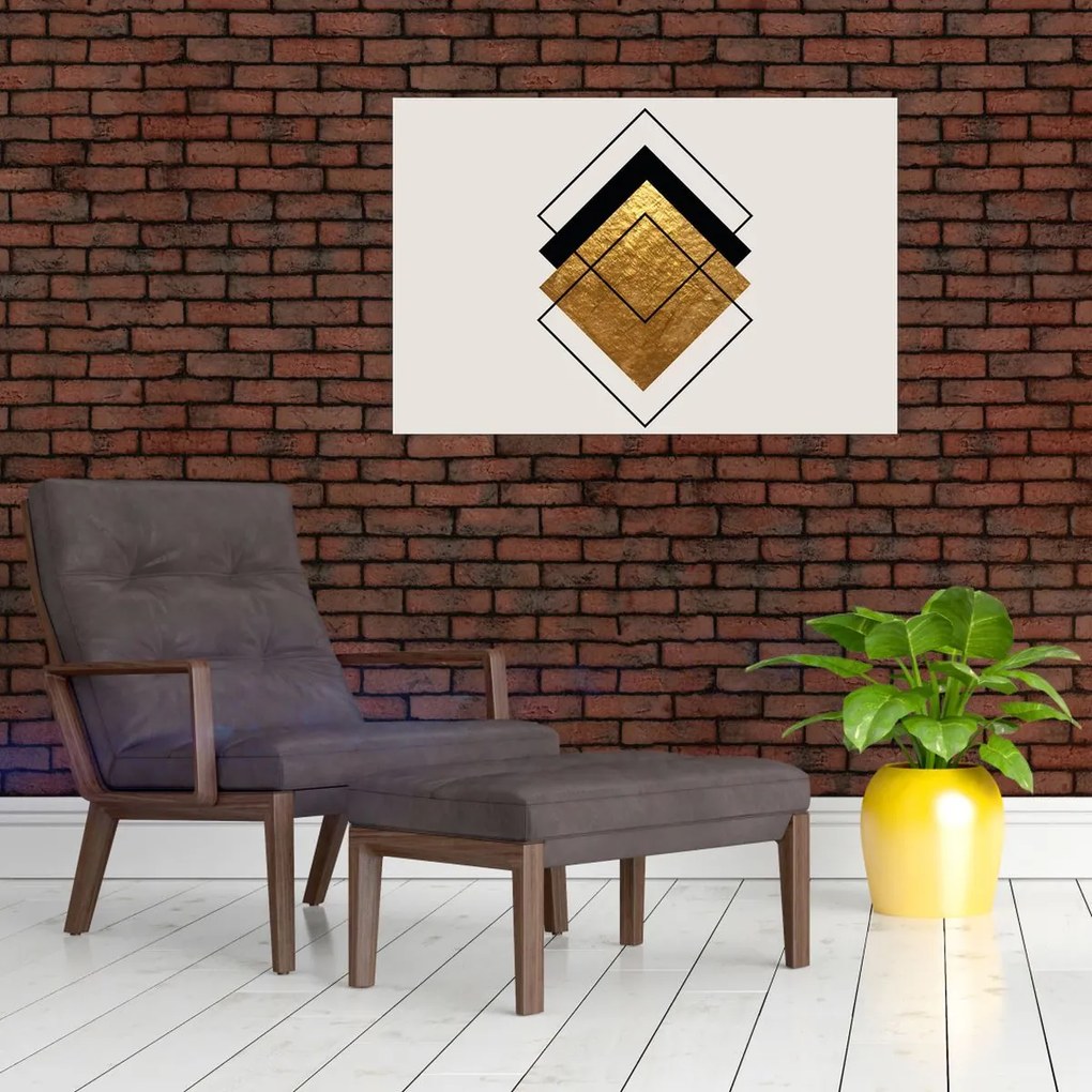 Obraz - Abstrakcia zlatá a biela N⁰1 (90x60 cm)