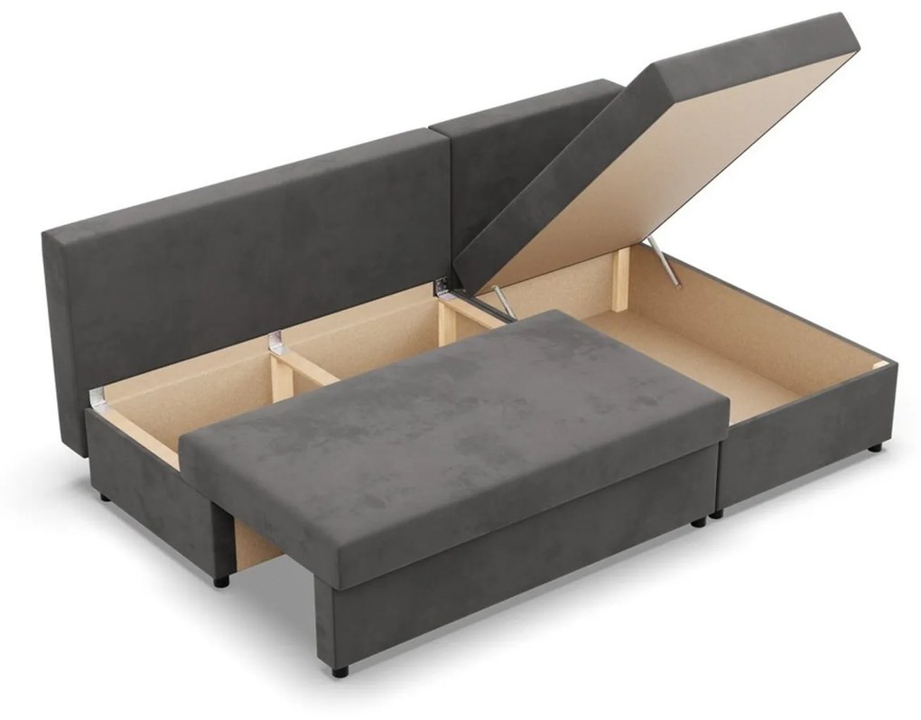 Rohová rozkladacia sedacia súprava DELI Sivá/čierna