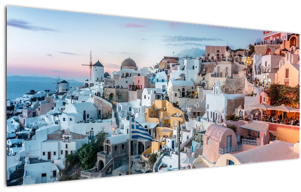 Obraz - Súmrak v Santorini (120x50 cm)