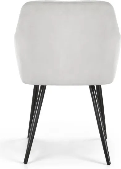 Sada šiestich jedálenských stoličiek VELTO zamatové, sivé / čierne nohy (6 ks)