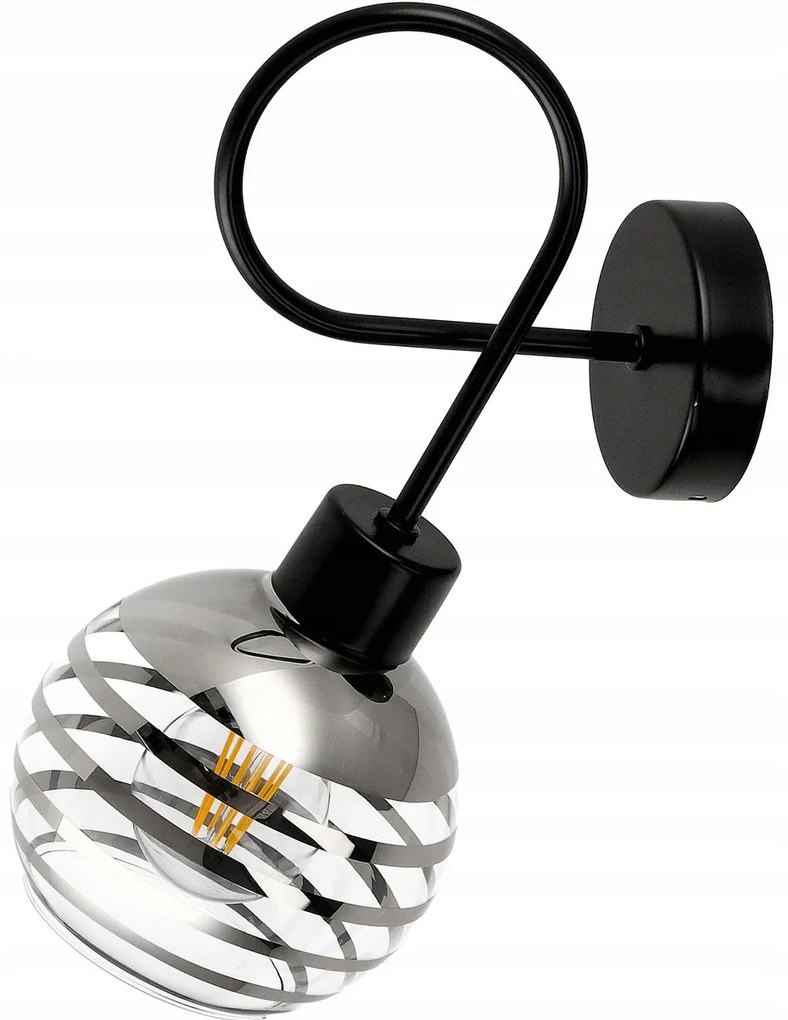 BERGE Sklenená LED nástenná lampa 1xE27 - gulička s horizontálnymi pruhmi