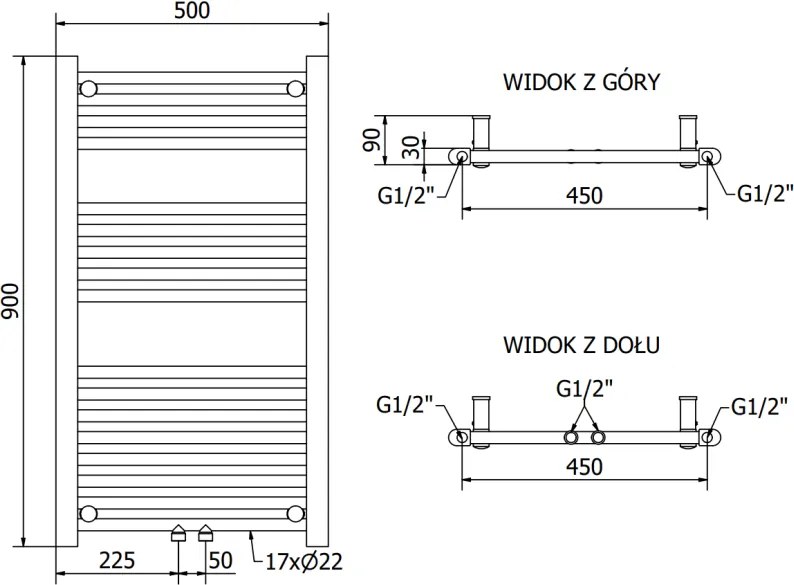 Mexen Mars, vykurovacie teleso 900x500 mm, 370 W, antracitová, W110-0900-500-00-66
