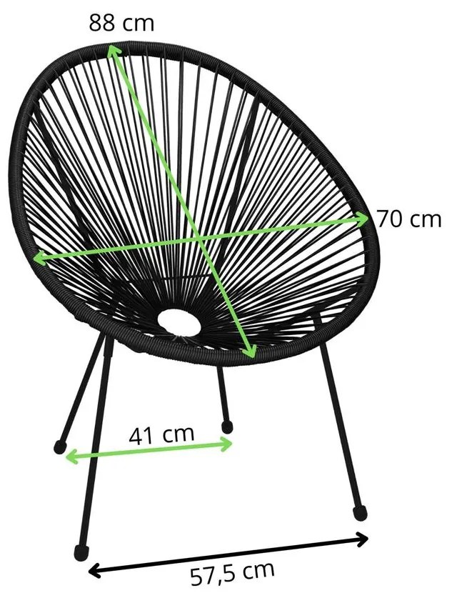 Záhradné kreslo oválne, výška 87 cm Springos - GF0085 čierna