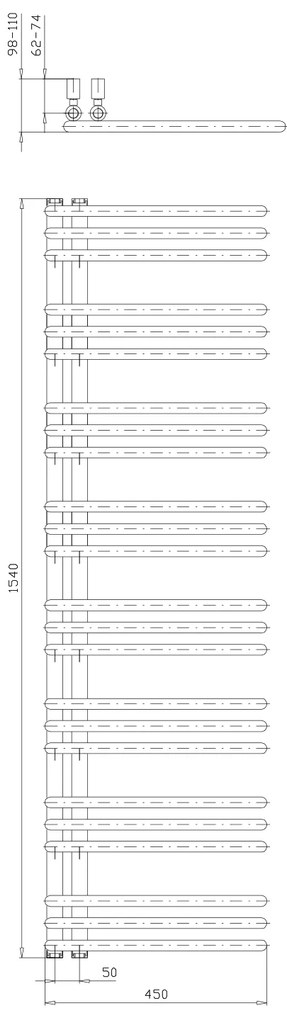 Sapho Sapho, POSEIDON vykurovacie teleso 450x1540mm, biela, PS415