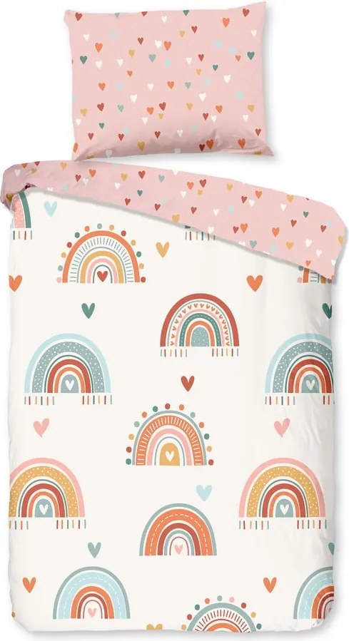 Ružové/béžové bavlnené detské obliečky do postieľky 100x135 cm Louie – Good Morning