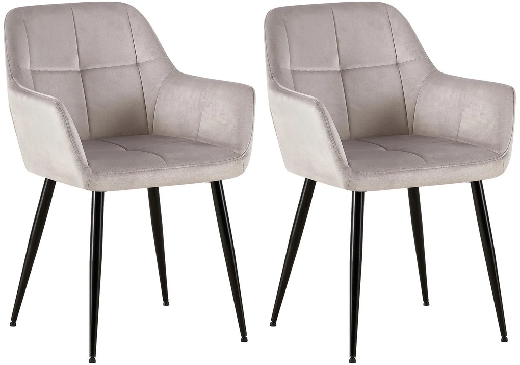 Jedálenská stolička Emia (SET 2 ks)  ~ zamat, kovové nohy čierne - Svetlo sivá